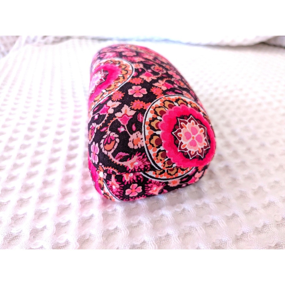 Vera Bradley Hard Shell Eyeglass Case Pink Orange Black Floral Paisley Medallion - Picture 6 of 6